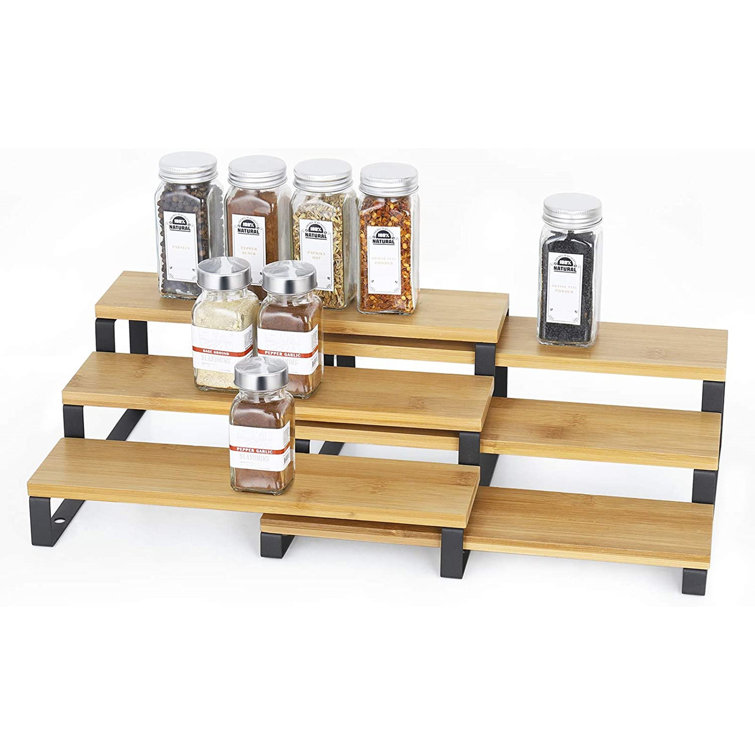 Freestanding Bamboo Spice Rack with Adjustable Racks